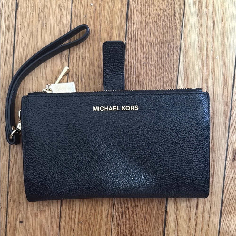 Michael Kors Black Leather Wristlet